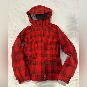 686 red plaid snowboarding jacket size small